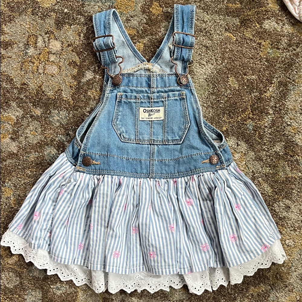 OshKosh B'gosh Denim and Striped Overall Dress